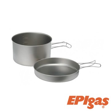 【EPIgas】ATS 鈦炊具組-1鍋1蓋(152g)雙夾把手 TS-102 露營 戶外 野餐 鍋具 炊具 鈦合金