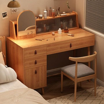 免運 開立發票 梳妝臺臥室現代簡約化妝櫃一體2023新款小戶型日式床頭櫃化妝臺