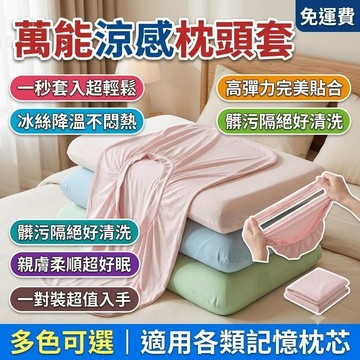 涼感枕頭套 枕頭套 冰冰枕頭套 涼枕套 冰絲記憶枕 枕芯 記憶枕頭 萬能 內膽套巾 一對裝