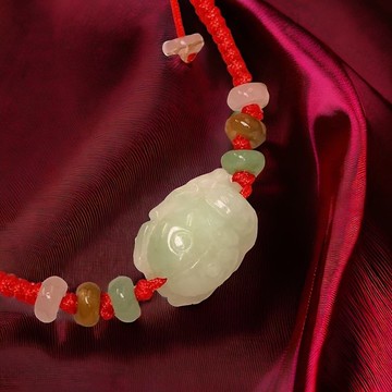 冰種翡翠瓢蟲設計款編織手鍊 | 天然緬甸玉A貨翡翠 | 送禮