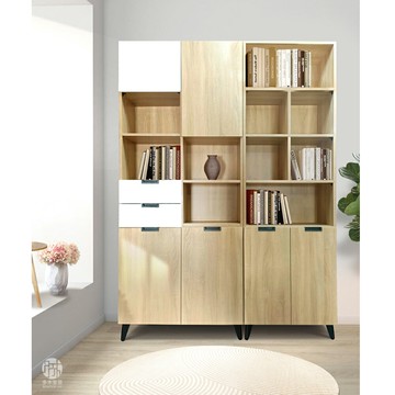 【多木家居】芬奇FINCH-16/多功能書櫃/80公分/60公分/多格+二抽屜+鐵腳