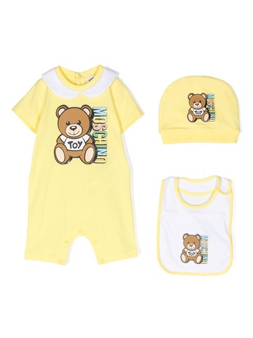 Moschino Kids - Teddy Bear-print tracksuit set - kids - Cotton/Cotton - 1-3 - Yellow