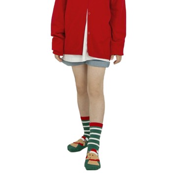 BASE ALPHA ESSENTIALS 兒童聖誕襪 5件組  紅色 + 綠色 + 白色  4號(7-8歲/18-20cm)