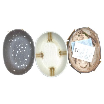 AWASAKA 粟坂 日本美濃燒 釉燒橢圓禮盒組  3件組深盤  禪風 多色  1組