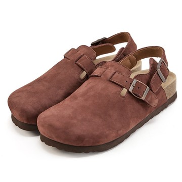 FM SHOES 全真皮足弓減壓牛巴革饅頭鞋 紅棕