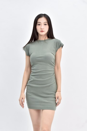 【加購優惠】(S) zara 無袖縮腰綠色洋裝