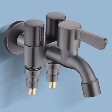 不銹鋼一進三出洗衣機水龍頭雙出多功能拖把池四通角閥