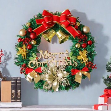 圣誕節裝飾品花環40cm門掛裝飾藤圈店鋪櫥窗布置圣誕墻掛花環掛件