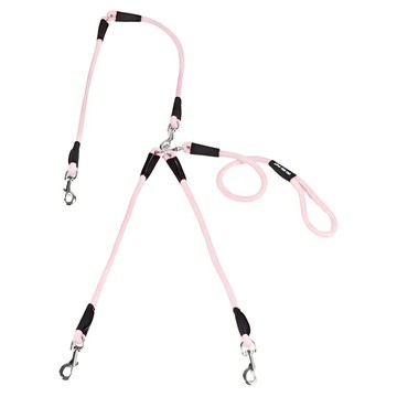 摩達客 外出配件 寵物用雙頭 多頭牽繩 雙頭 + 繩子組 中小型貓狗適用  1個  S  粉紅色