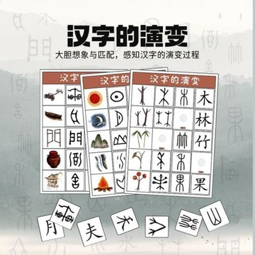 【布好玩-漢字演變】幼兒園大班語言區角兒童看圖識字閱讀教玩具