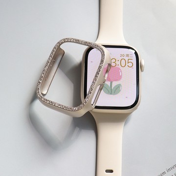 電鍍鑲鑽硬殼 蘋果錶殼 手錶殼 適用 Apple Watch S11 10 9 8 7 6 SE 45/46mm 保護殼