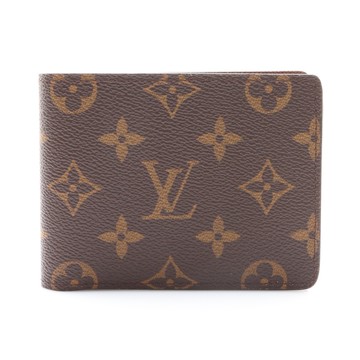 LOUIS VUITTON LV 路易威登 棕色 原花 PVC塗層帆布 雙折短夾 M60895 【二手名牌BRAND OFF】