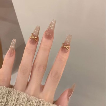 愛依依 美甲 戴甲 甲片新款高顏值氛圍感簡約溫柔裸色氣質高級學生顯白百搭美甲-13072.