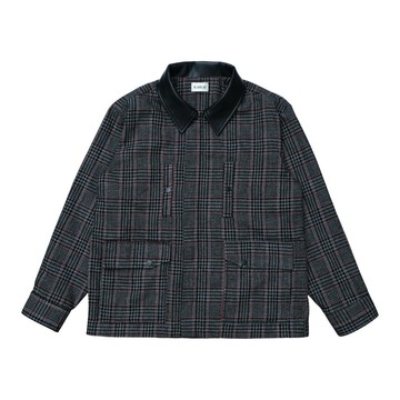 KAIKAI - Melancholy - 格紋皮領羊毛拉鍊外套