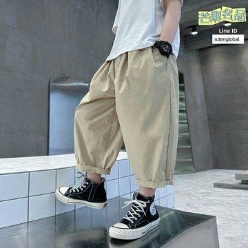 【潮酷純棉】男童七分褲 兒童褲子 運動褲 休閒褲 夏季薄款 中大童褲子 2025新款 透氣吸汗 寬鬆舒適 幼兒園日常穿搭