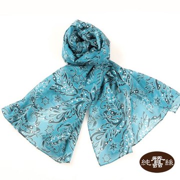 【岱妮蠶絲】純蠶絲花樣百搭長款絲巾-亂世佳人(MYC01401)