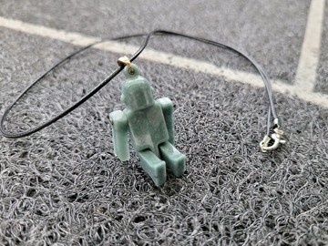 【親翠】天然瓜地馬拉翡翠 冰綠機關術機器人皮繩鎖骨鏈