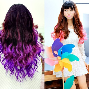 PS MALL糖果色髮片五扣 加厚焦點單色長捲髮片 2入