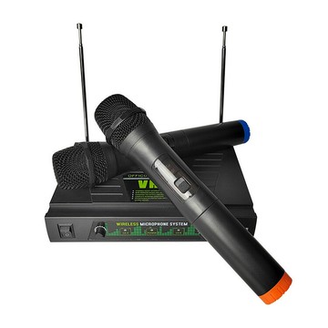 新品熱賣無線話筒家庭唱歌ktv卡拉Ok壹拖二防嘯叫麥克風收音 鑫弘-數碼配件