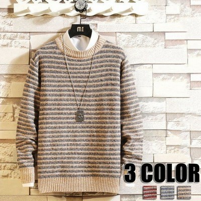 セーター メンズ ボーダー ニット クルーネック 秋服 秋 冬服 秋冬 ボーダー柄 3色 通販 Lineポイント最大get Lineショッピング