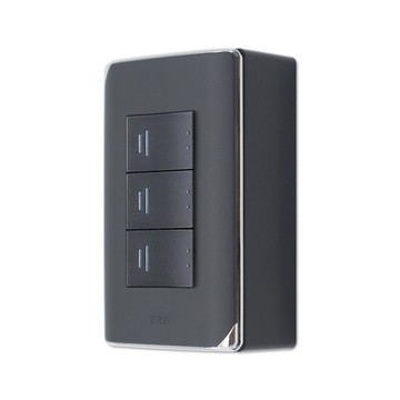 【朝日電工】 RCS-103H+B RICEME 灰色三開關組(銀邊)-110V明盒組