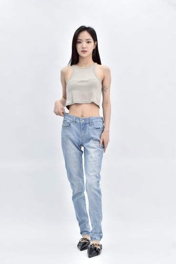 (L) 535super skinny 棉質牛仔低腰藍色長褲