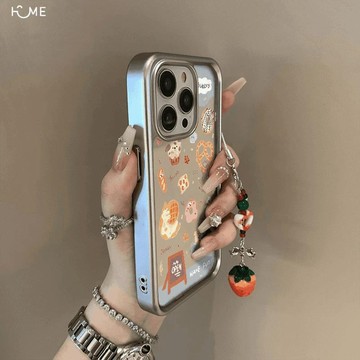 英文面包小貓適用iPhone15PROMAX手機殼16爆款14可愛13軟殼12電鍍