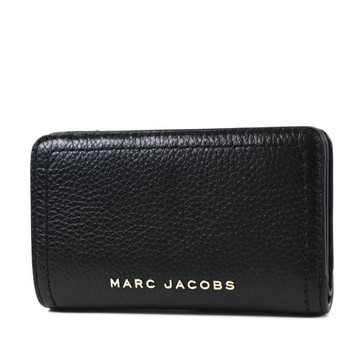 MARC JACOBS 荔枝紋皮革釦式中夾-黑色