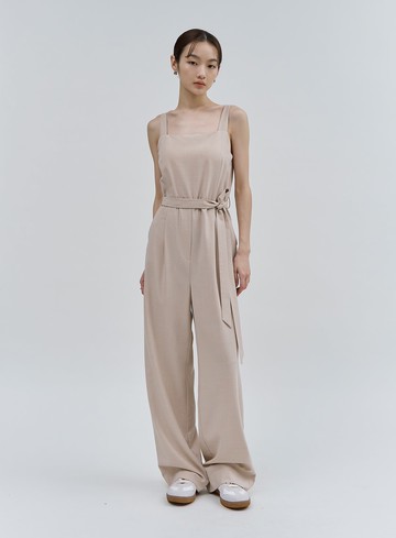 率性涼感細格紋BRA連身褲