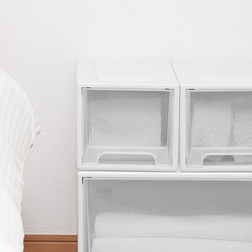 日本天馬 Fits MONO純白系正方22.5寬單層抽屜箱(透窗-高20CM-3入