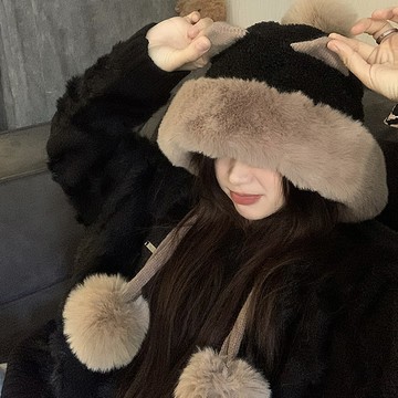 免運🔮帽子女冬季韓版百搭可愛耳朵毛線帽加絨護耳雷鋒帽女新款保暖 堆堆帽 針織帽 冷帽 月子帽 針織帽 包頭帽 雪帽