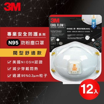 3M 8511 防粉塵口罩-閥型舒適款(N95)盒裝1盒12入(美國 N95認證 原裝進口)