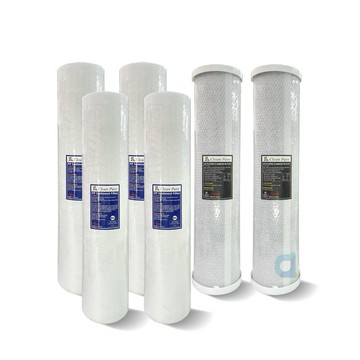 (共6支)CLEAN PURE 台灣製造 20英吋大胖5微米PP濾心4支  20英吋大胖壓縮柱狀活性碳濾心2支 全戶過濾