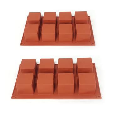 Bestom 8格矽膠方型模具 295x170x53 毫米  磚紅色  2個