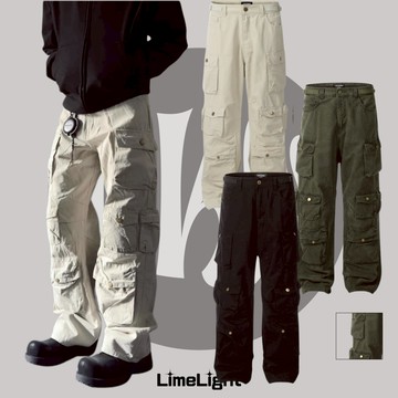 ☆LimeLight☆ 18TC 農夫市集 多口袋 工裝 韓國 百搭 休閒褲 工作褲 廣州連線 CH-P10