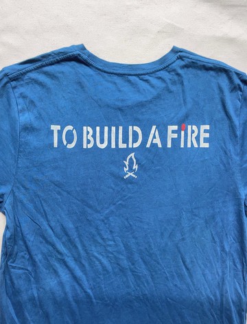 日本製 手染 藍染 Aizome Organic cotton T恤 " TO BUILD A FIRE " 獻給喜愛露營者！ 營火 藍染 JAPANBLUE
