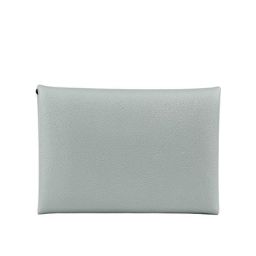 HERMES Calvi Duo Evercolor皮釦式卡片夾零錢包(冰川藍)