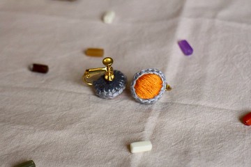 刺繡耳環 210 太空 / 耳夾款