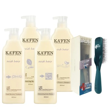 【KAFEN卡氛】2入組 亞希朵酸性蛋白系列洗髮/潤髮800ml【贈】日本育毛梳*1