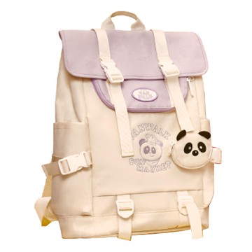 Vanwalk 出走 V2793可愛熊貓田園風運動後背包  香芋奶白  31 x 14 x 41cm