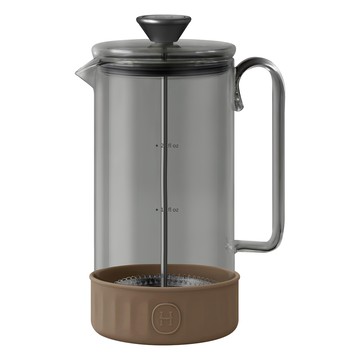 HYDY 法式濾壓壺 960ml 高硼矽玻璃 18/8不鏽鋼濾壓材質 耐熱矽膠套  黑色  1個