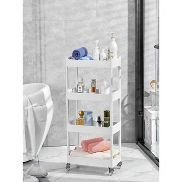 衛生間儲物架家用多功能置物架落地式可移動推車臥室夾縫收納架子