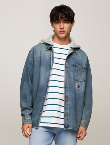 連帽牛仔襯衫外套