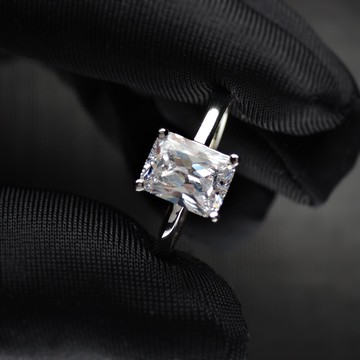 簡約火彩仿真鉆戒指女長方形高碳鉆戒1克拉Ins潮鋯石假白金光托