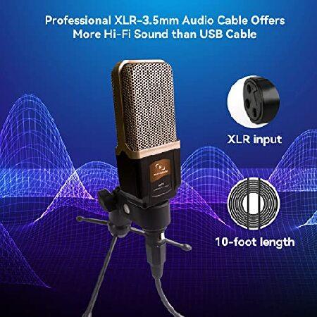 KILOGOGRAPH Podcast Microphone M998 Condenser Microphone, with Stand, XLR Microphone, 3.5mm Audio Cable, Microphone for PC Sound Board iPhone, Micro