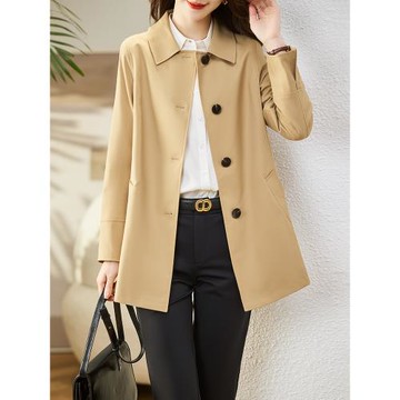 卡其色風衣女中長款小個子2025年春季新款韓版洋氣時尚通勤外套OL