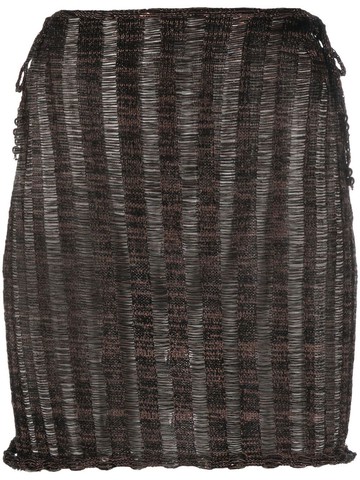 Emma Gudmundson - striped woven mini skirt - women - Fabric - M - BROWN BLACK