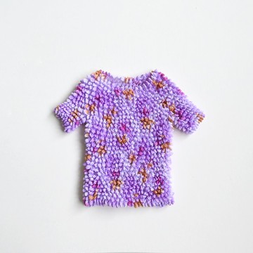 【蛋植物古著】陽紫花楓爆米花壓褶面料古著上衣