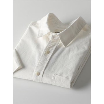 日系白襯衫！夏季純棉牛津紡簡約寬松復古休閑百搭短袖男襯衣潮男