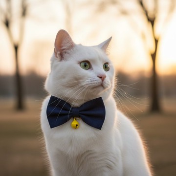 深藍色 蝴蝶結寵物裝飾項圈 貓咪 小型犬 迷你犬